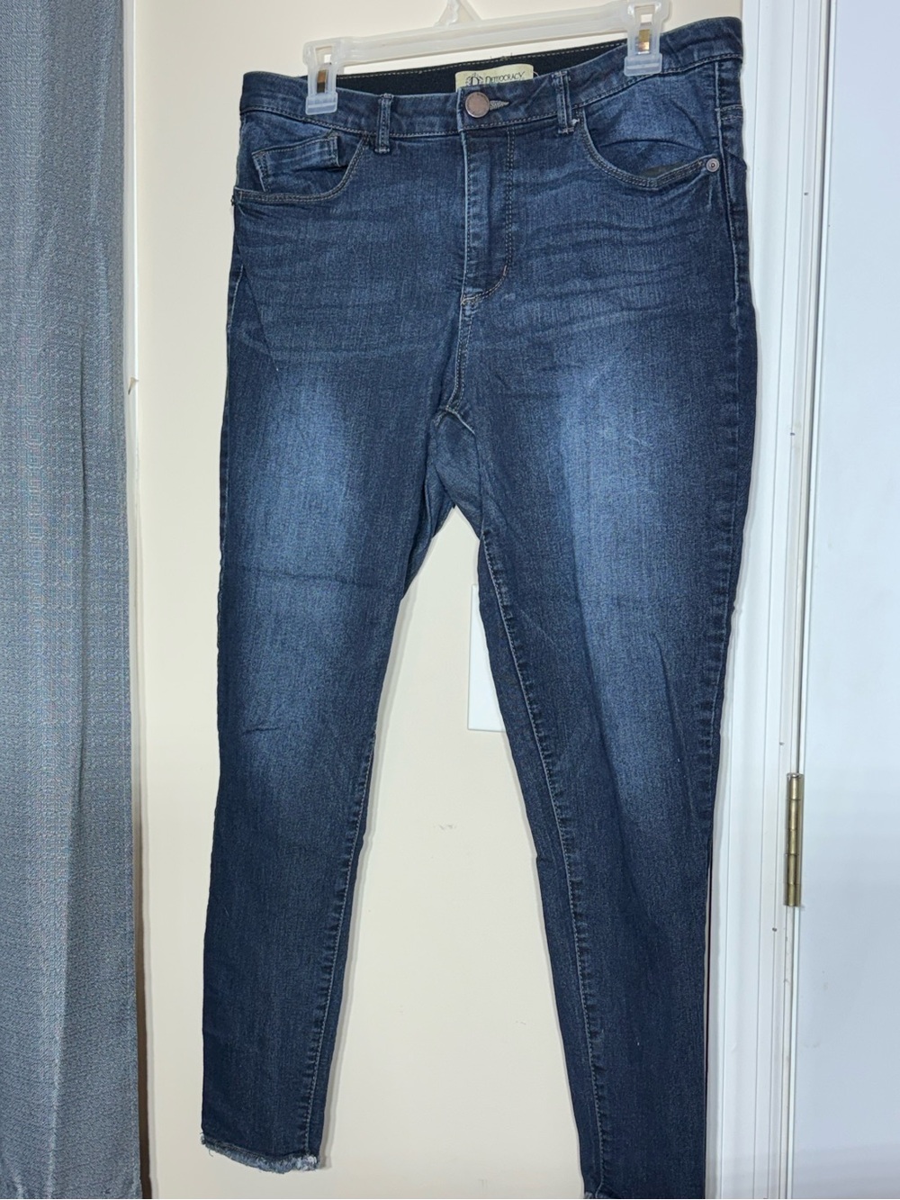 Democracy AB technology Dark Blue Women's Stretch Skinny Jeans frayed hem